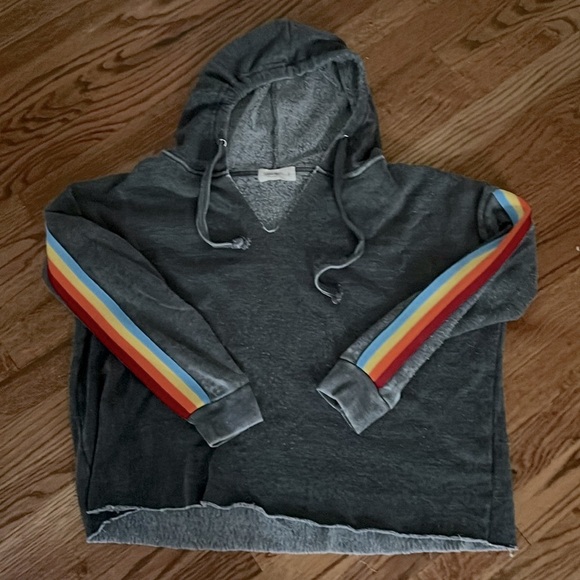 Ocean Drive Tops - Ocean Drive Rainbow Stripe hooded sweatshirt